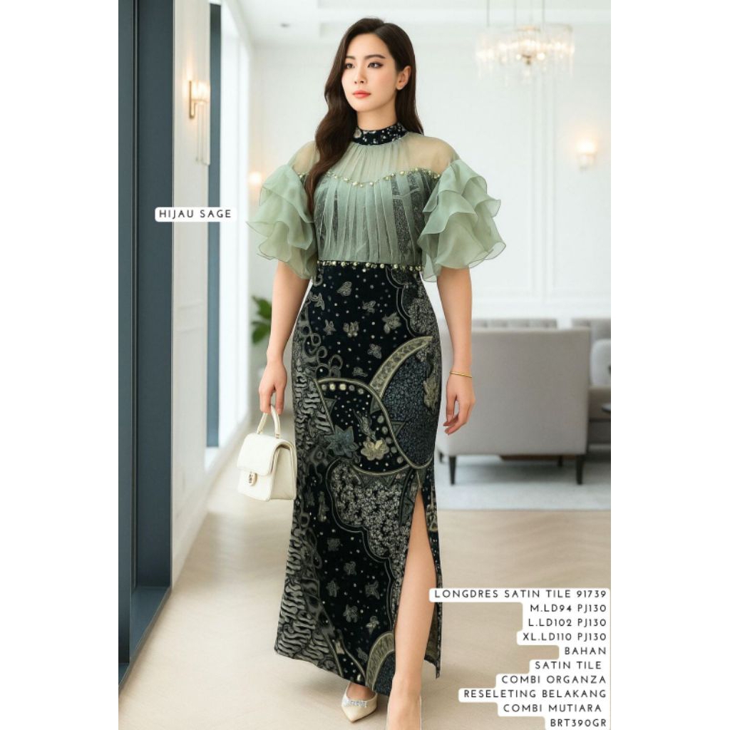 dress tile satin pesta / dress natal bridesmaid