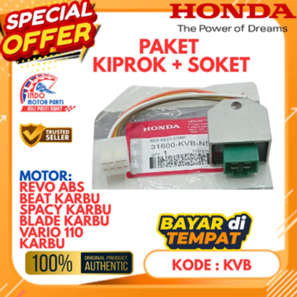 KVB ORIGINAL KIPROK SET SOKET HONDA REVO ABS, KIPROK SET SOKET HONDA BEAT KARBU, KIPROK SET SOKET HO