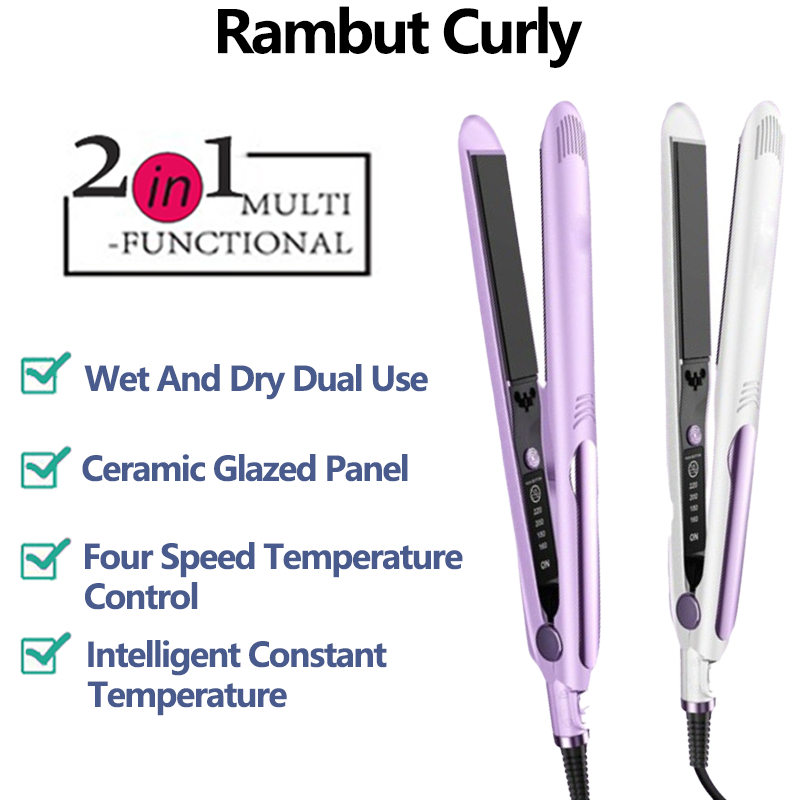 Catokan Curly 2 In 1 Lurus Dan Curly Alat Pengeriting Rambut Hair Straightener Pelurus Rambut Perman