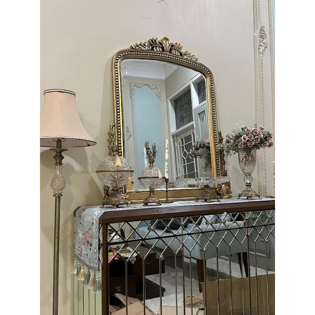 Cermin Kayu Ukir Hias Besar Kaca Dekorasi Klasik Kaca Wastafel Vintage Cermin Gold Cermin Vintage Uk