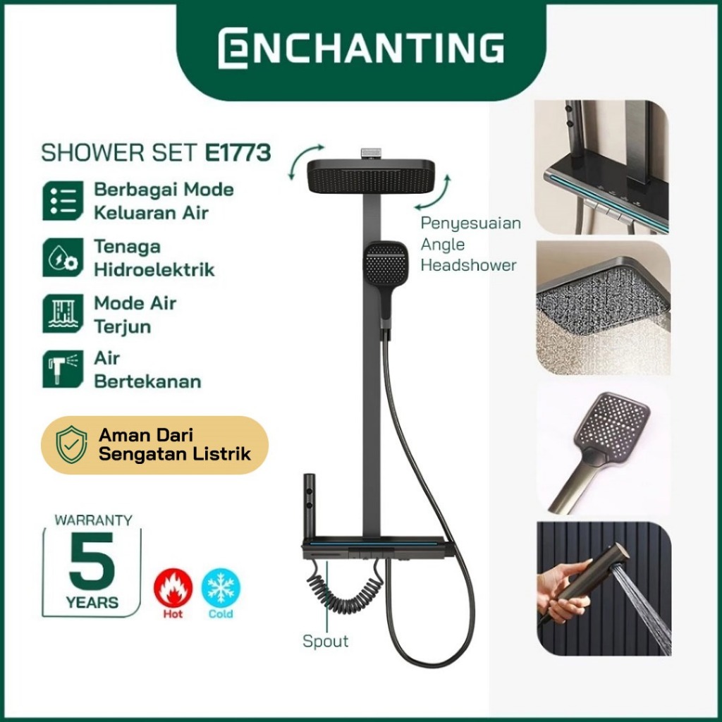 Shower Set LED Black Design Europe Enchanting E1773 HydroPower Series