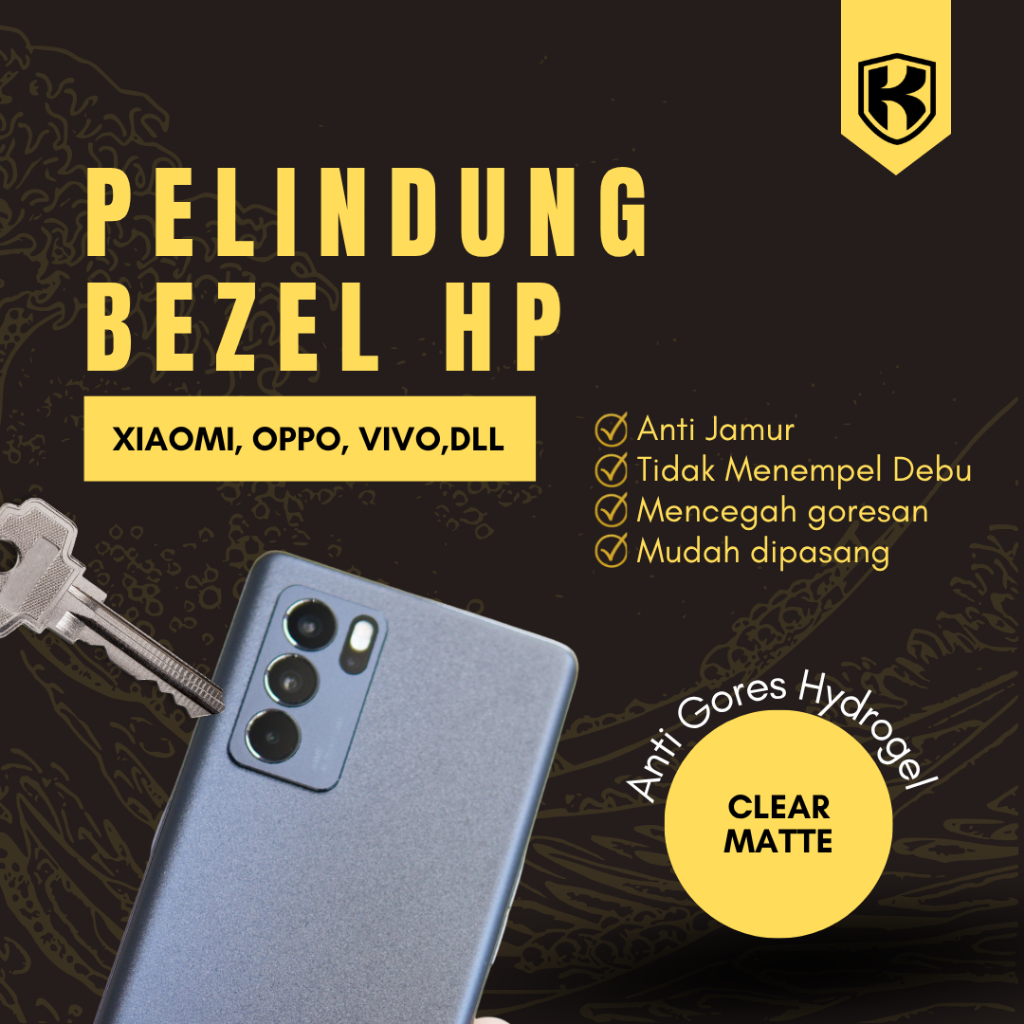 Pelindung Bezel Samping HP Hydrogel - Anti Jamur - Oppo, Vivo, Xiaomi - Catat Tipe HP