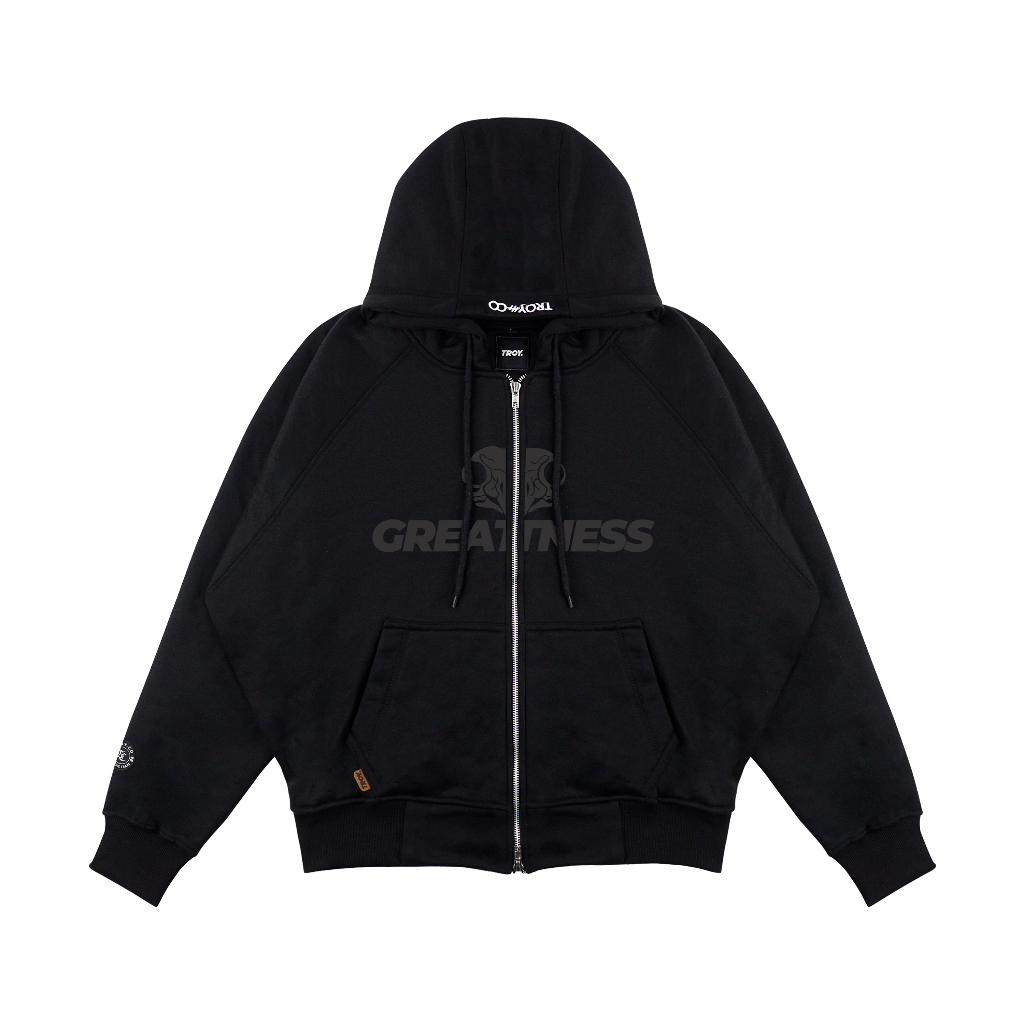 Troy Company Hoodie Boxy Double Slider Zip Black Greatness - Hoodie Zipper Hitam ZDSH 3379