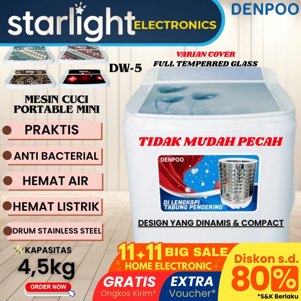 Mesin Cuci Portable DENPOO 4.5 Kg DW 5 / Mesin Cuci Mini Denpoo