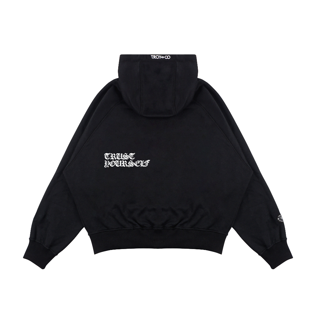 Troy Company Hoodie Boxy Double Slider Zip Black Trust You - Hoodie Zipper Hitam ZDSH 3381