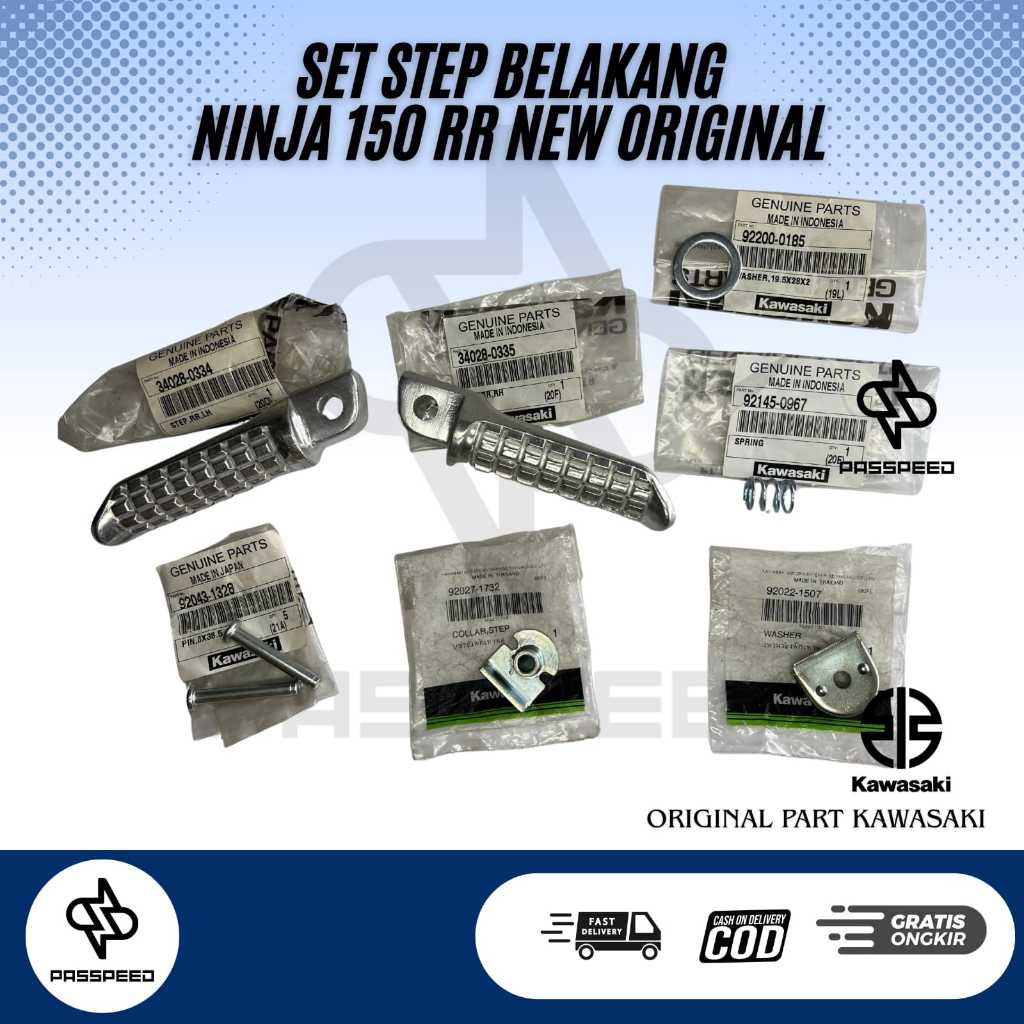 1 SET Pijakan Step Foot Step Belakang Ninja RR New Old Original Kawasaki PIJAKAN STEP BELAKANG NINJA