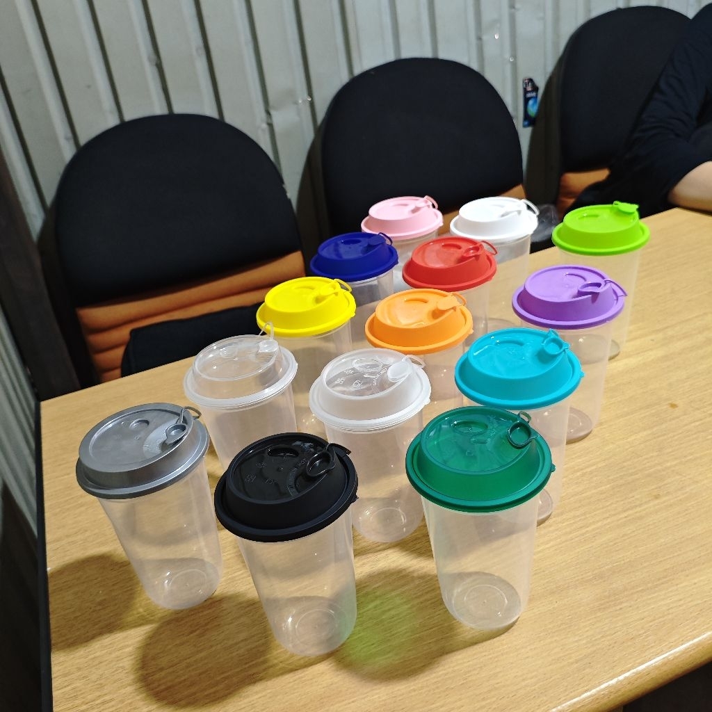 cup 16 oval injection bening 500 ml varian tutup warna sqblon cup plastik