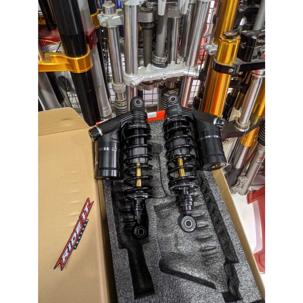 SHOCK SHOCKBREKER BELAKANG RIDE IT GP 277 280 MM HITAM BLACK AS GOLD YAMAHA FIZ R FIZR FORCE1 JUPITE