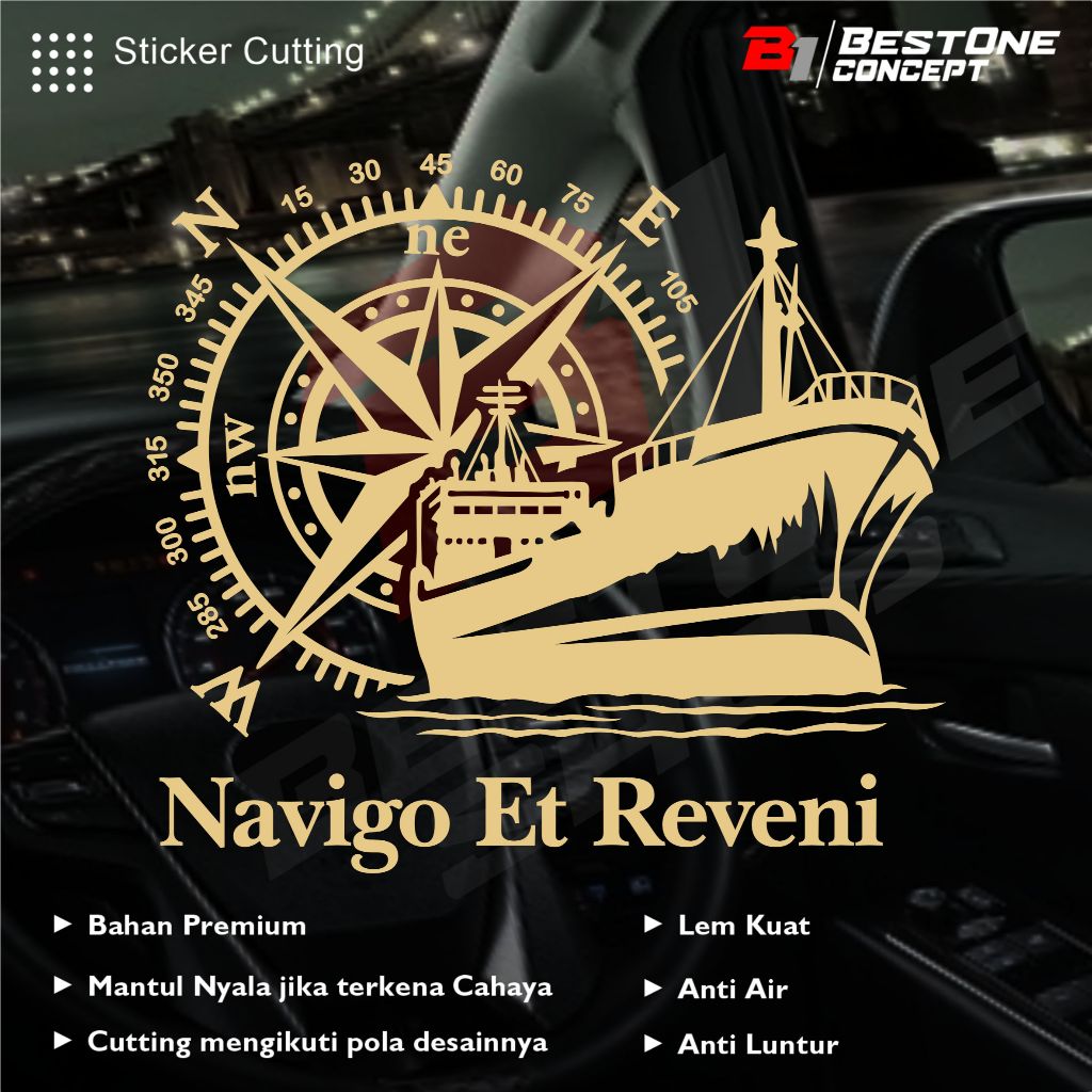 Sticker Cutting Navigasi Pelayaran Kompas Kapal Laut
