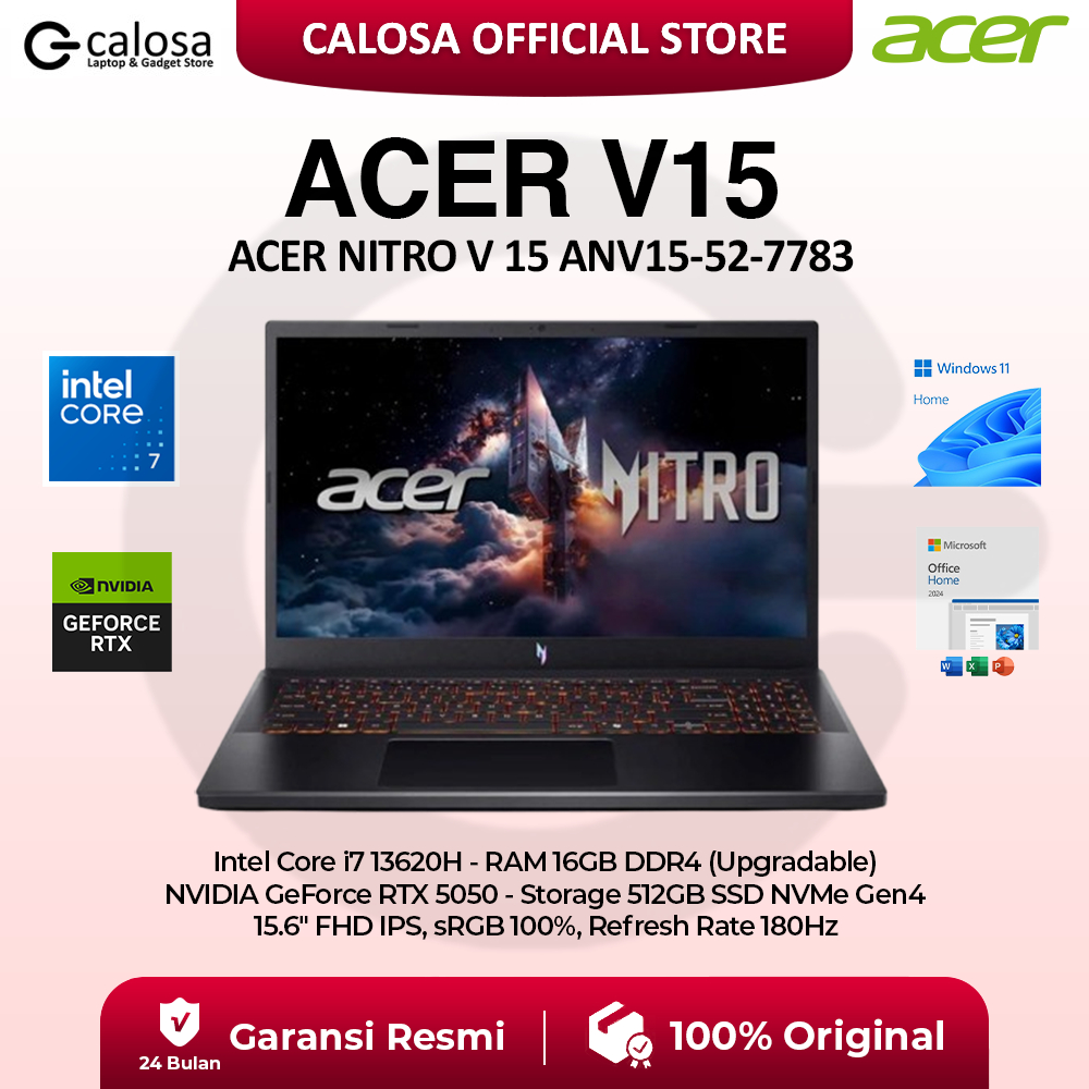Laptop r Gaming Nitro V 15 V15 Intel Core i713620H 16GB RAM 512GB SSD 15.6 Inch RTX5050 RTX 5050