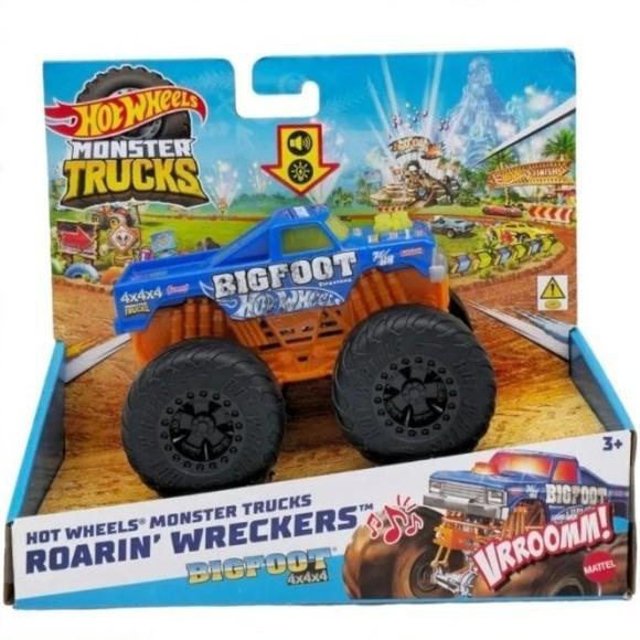 Hot Wheels Monster Trucks Roarin' Wreckers - Mainan Truk Anak, Big Foot, 5 Alarm, Mega Wrex