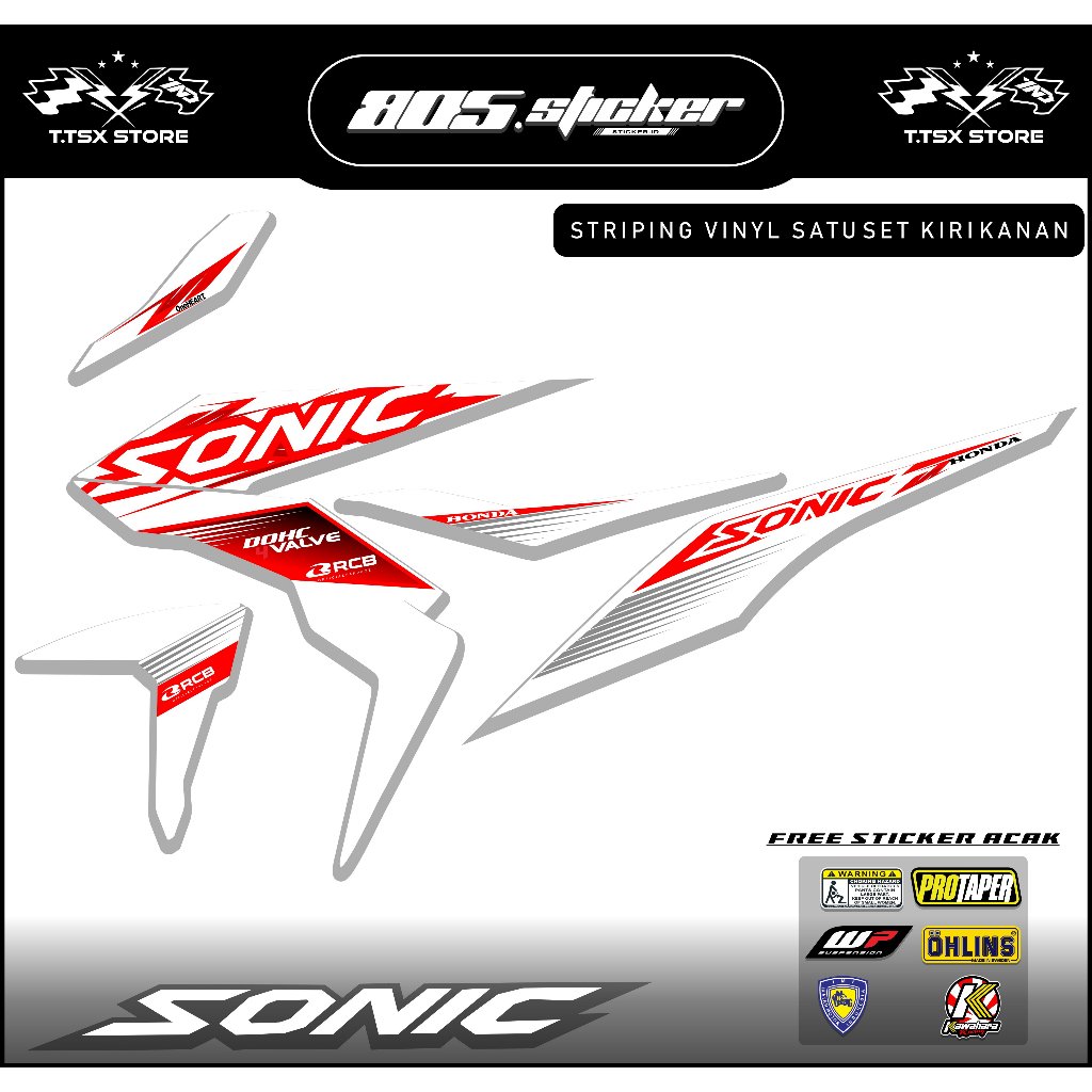 STRIPING STIKER HONDA SONIC 150R/STRIPING VARIASI SONIC/STIKER MOTOR SONIC 150R PUTIH KEREN