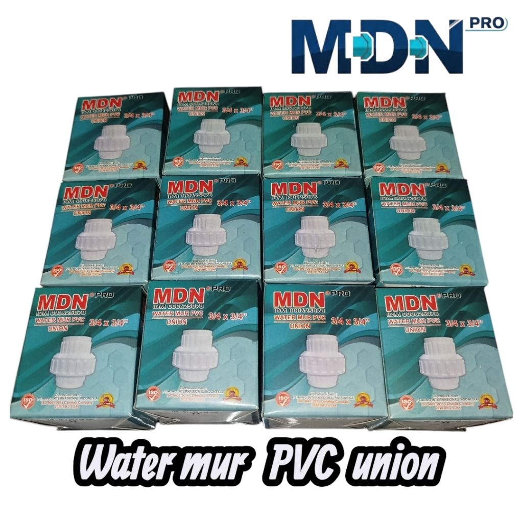 Watermur PVC MDN water mur pompa plastik union fitting UK. 3/4" inchi