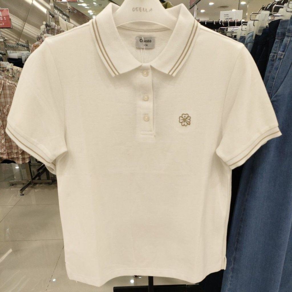 Polo Shirt Wanita Osella – Kaos Kerah Casual Elegan Warna Putih