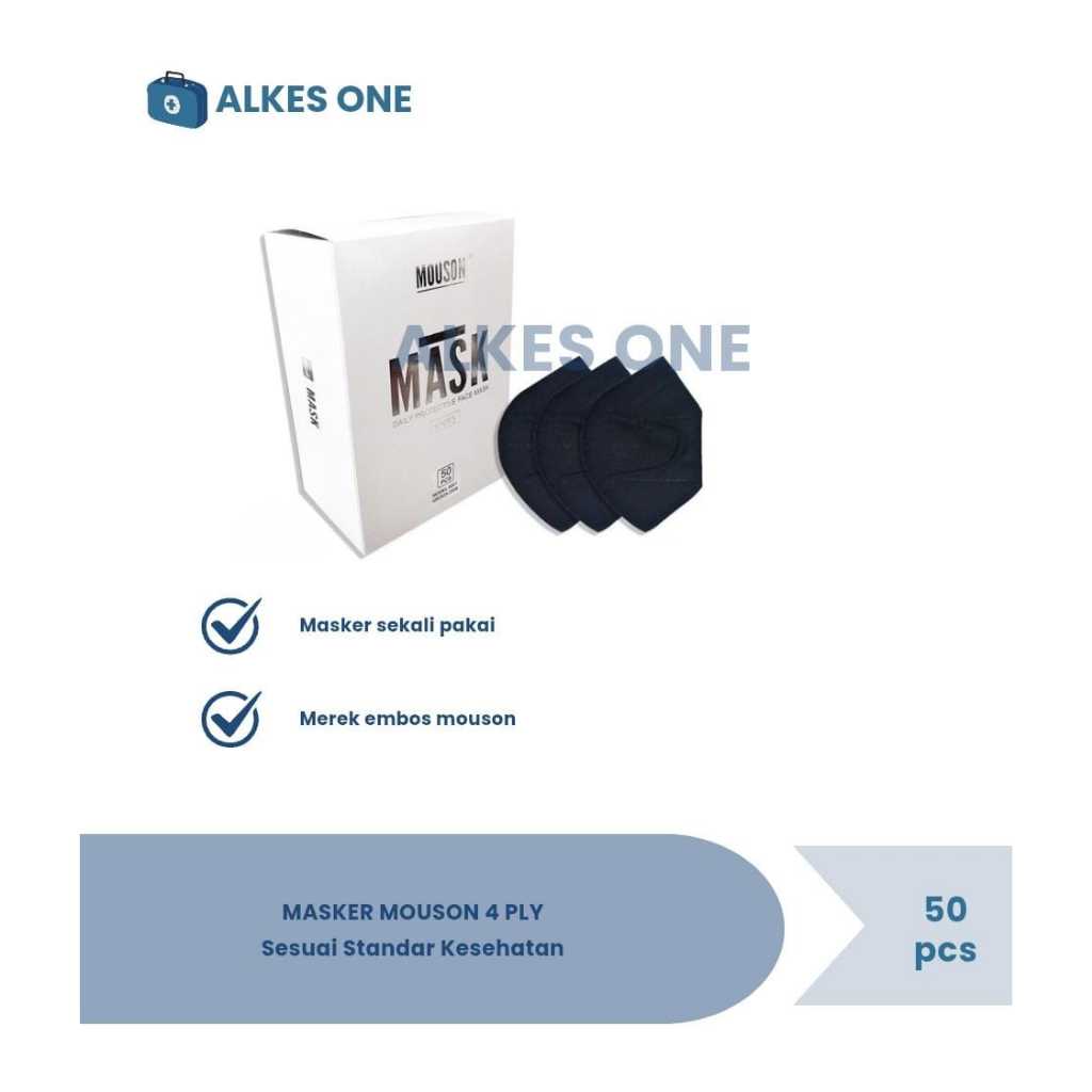 Masker KN95 Mouson 4 Ply Isi 50 pcs Putih/Hitam