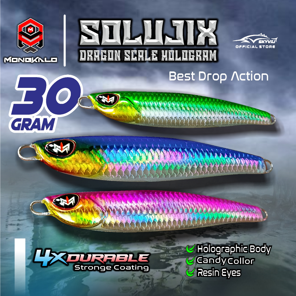 Metal Jig 30 gram MONGKALO SOLUJIX Hologram Sisik Micro Jig Metaljig Umpan Jig Killer Mikrojig 30grm
