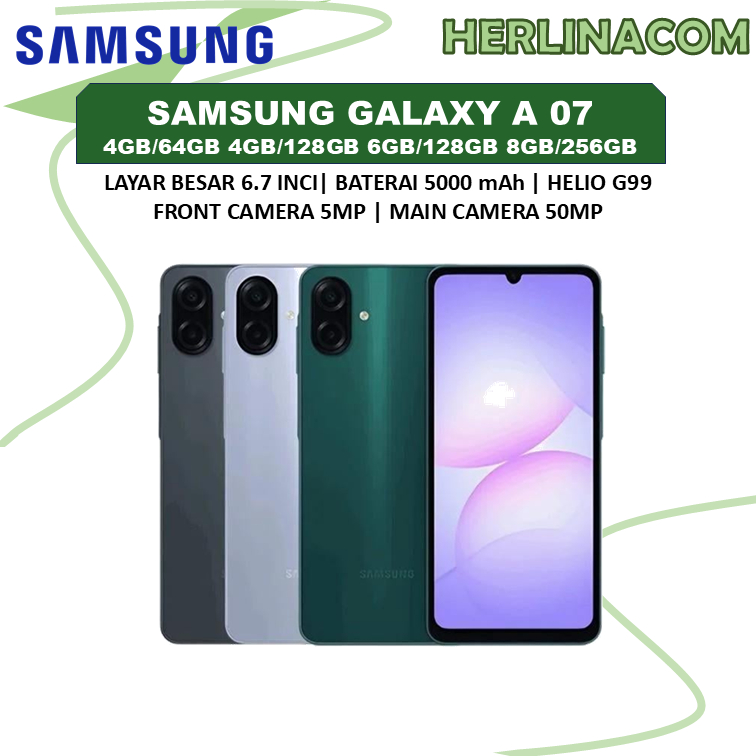 SAMSUNG GALAXY A07 4G | 4/64GB 4/128GB 6/128GB 8/256GB | BNIB | MEDIATEK HELIO G99 | IP54 | 6,7" 90H