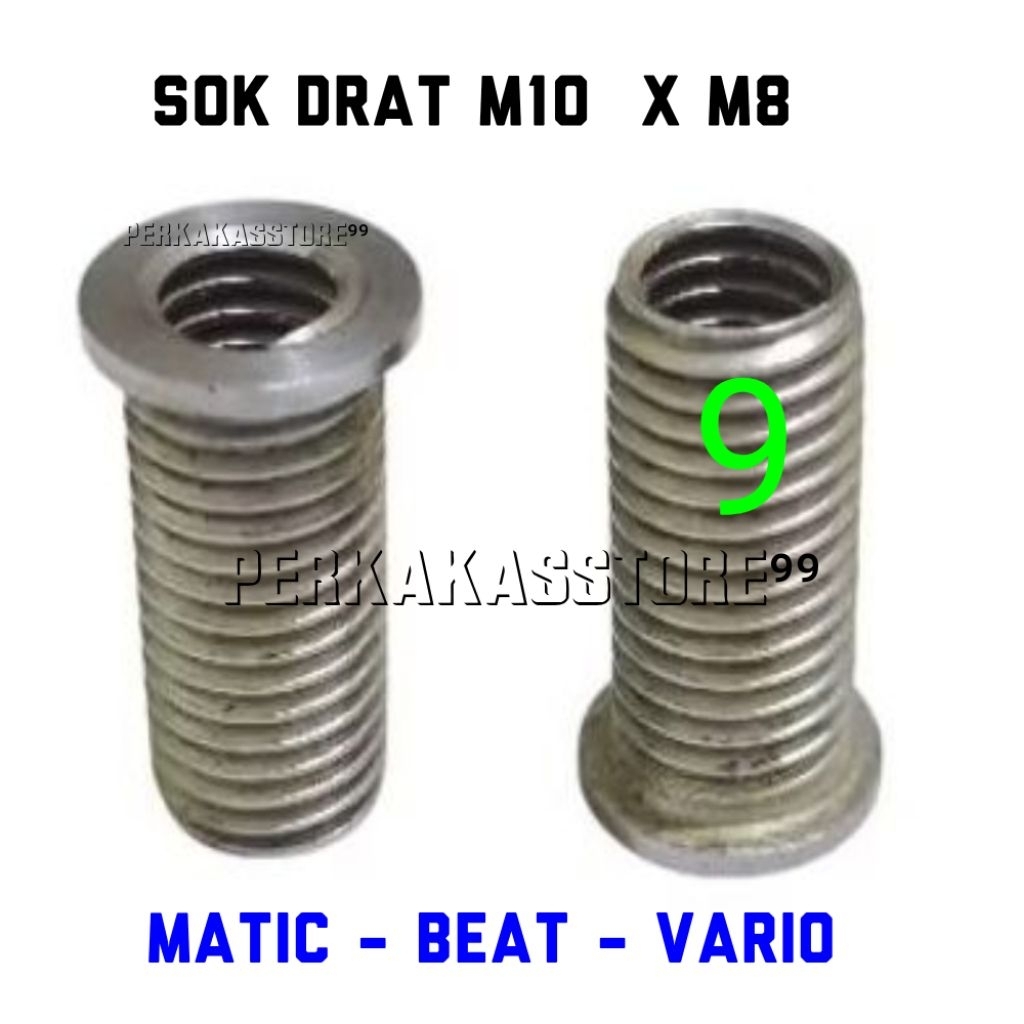 Bosh Drat Sok Drat M10xM8 tap oli gardan matic Vario beat Drat Luar 10mm Drat Dalam 8mm Panjang 21mm