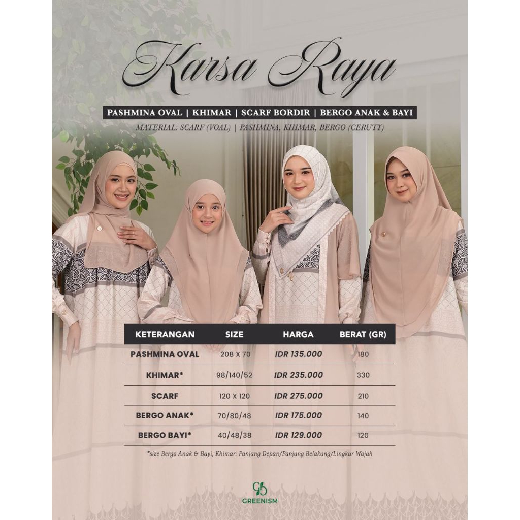 HIJAB DEWASA & ANAK SARIMBIT KARSA RAYA BY GREENISM | HIJAB ONLY