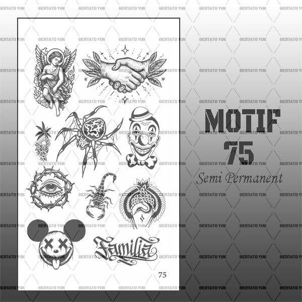 BERTATO-Stiker tato temporer semi permanen Seri NEW 75 / Tato temporer anti air semi permanen / Bert