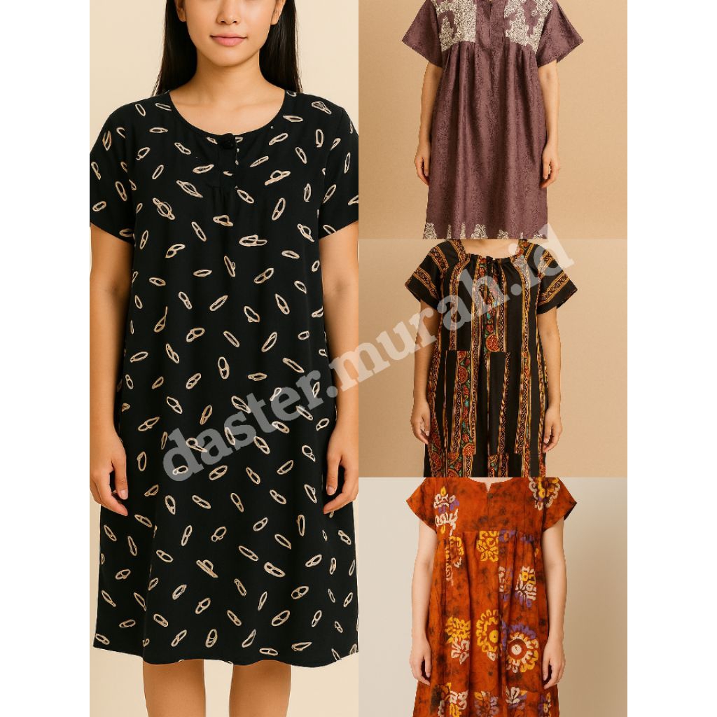 promo paket usaha 3 pcs 80rb,motif random busui dewasa kancing rayon wanita bumil dress baju tidur