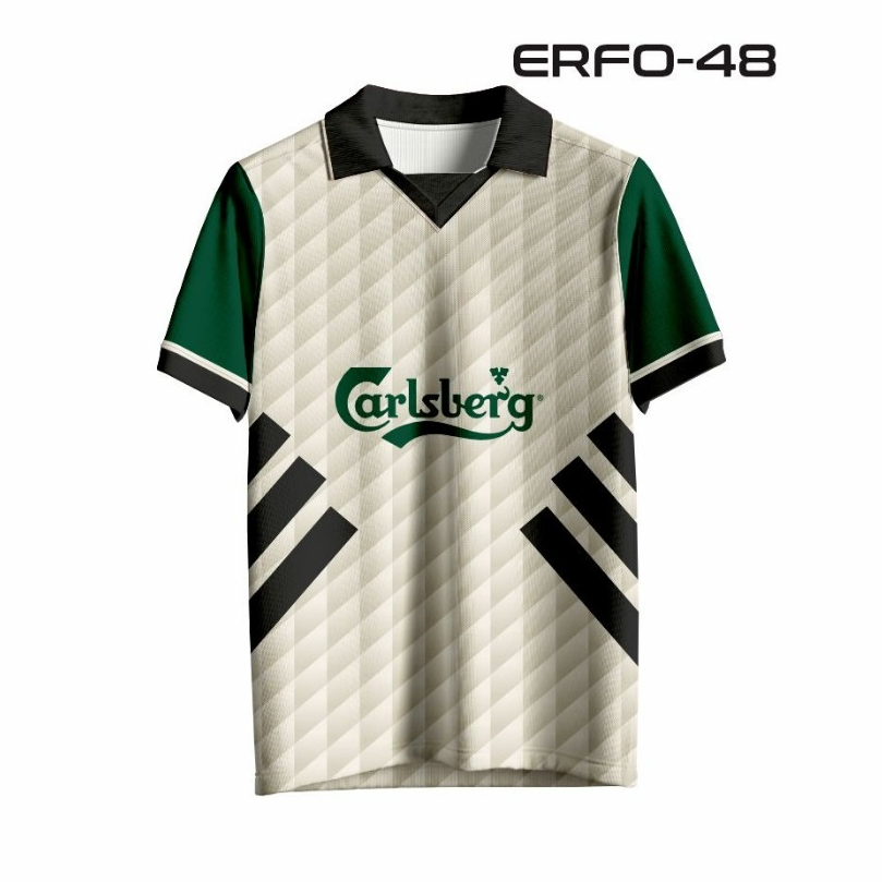 Jersey Sepak Bola Retro Putih Hijau Dryfit Milano Premium Sublimasi Sport Regular Fit ERFO-48 (Liver
