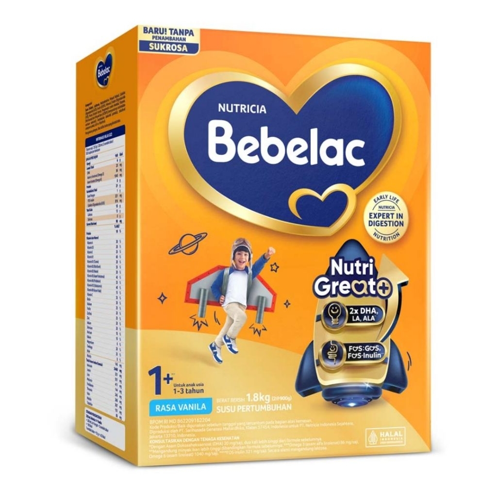 Bebelac 1+ GroGreat+ Susu Bubuk Pertumbuhan Anak Vanila 1.8 kg