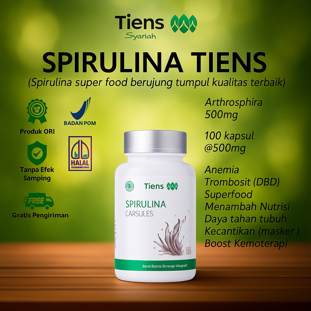 Spirulina capsule TIENS - Super food | Anemia | Nutrisi puasa | Gizi seimbang | Makser wajah Spiruli
