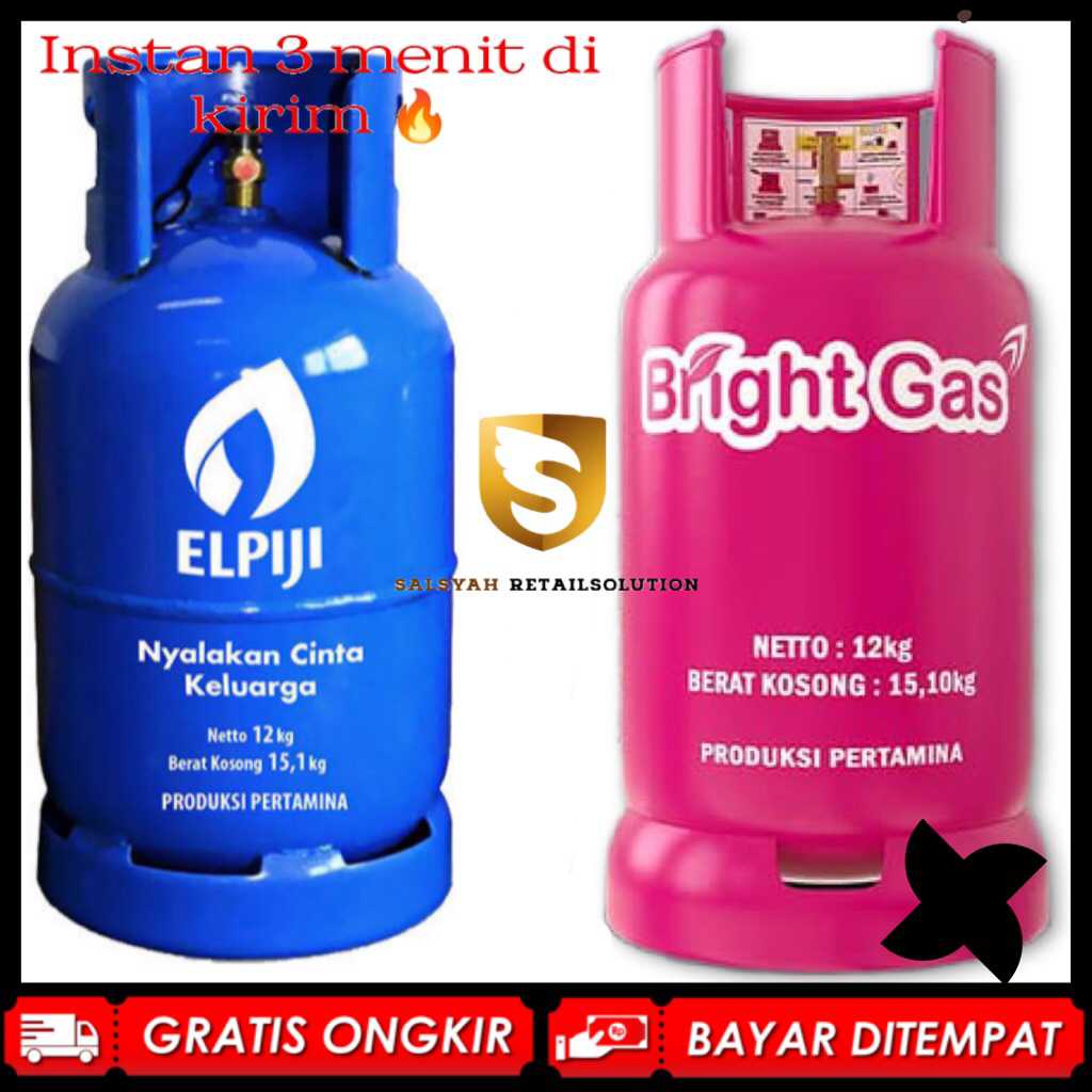 Tabung Gas 12kg (ISI SEGEL) Tabung Bright Gas Tabung 12kg Tabung Gas Elpiji 12kg Tabung Gas LPG 12kg