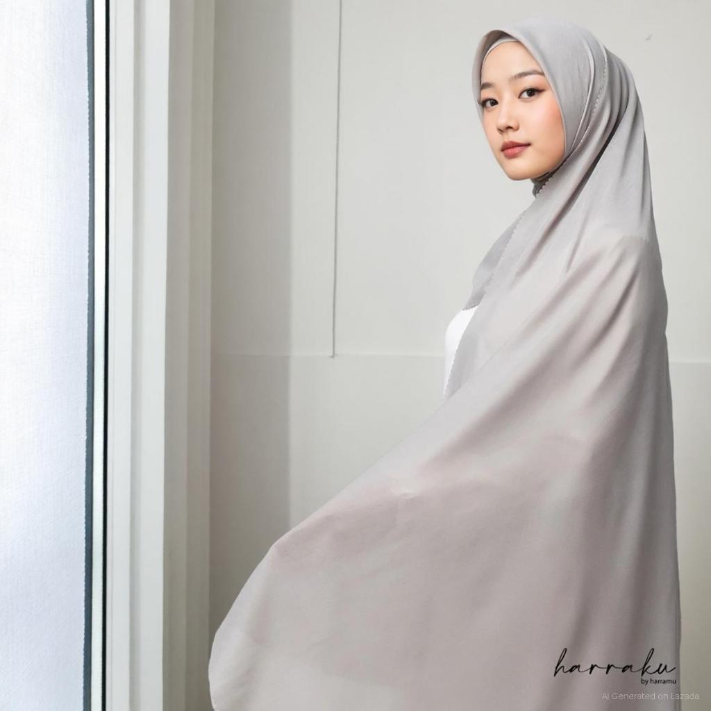Hijab Voal Segiempat Polos Warna Burgundy By HARRAKU