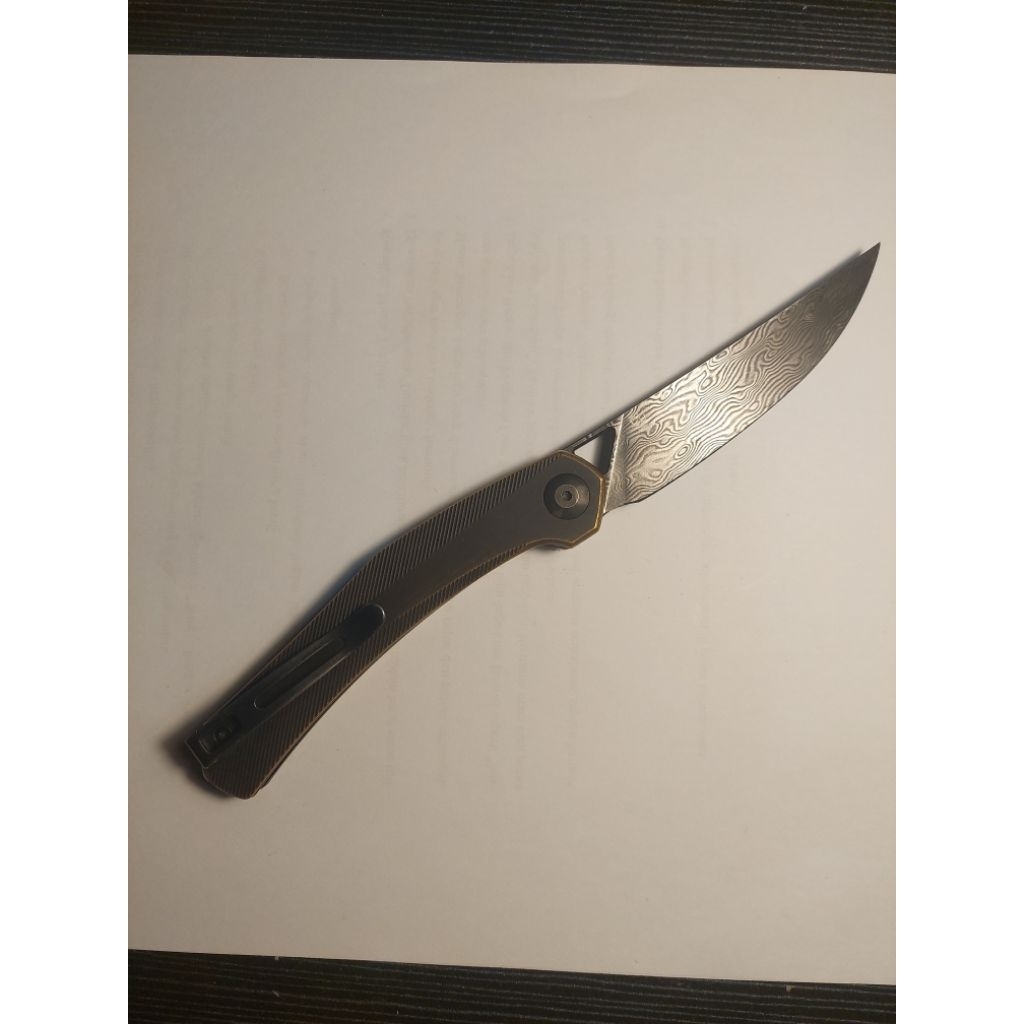 CIVIVI Lazar Front Flipper Knife Brass Handle (3.31" Damascus Blade) ori ex kolpri