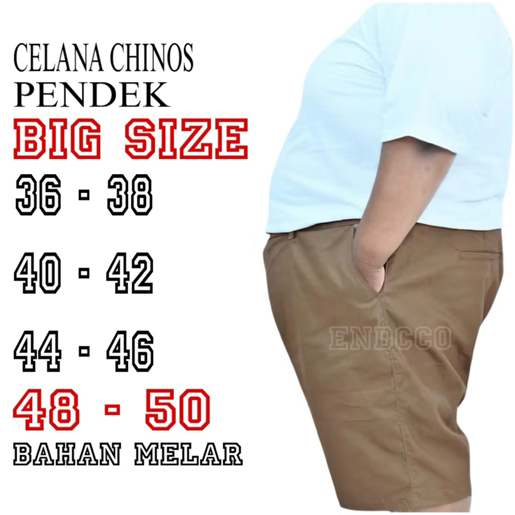 BIG SIZE 36-50 / Celana Chinos Pendek Pria Jumbo - Celana Chinos Big Size Pria - Celana Chinos Premi