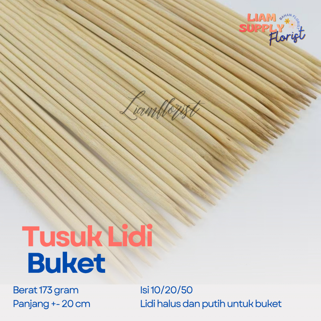 Tusuk Lidi Buket dan Sate. Tusuk Buket Uang Panjang 30 Cm Ujung Tajam Isi 20 Tusuk Termurah LS