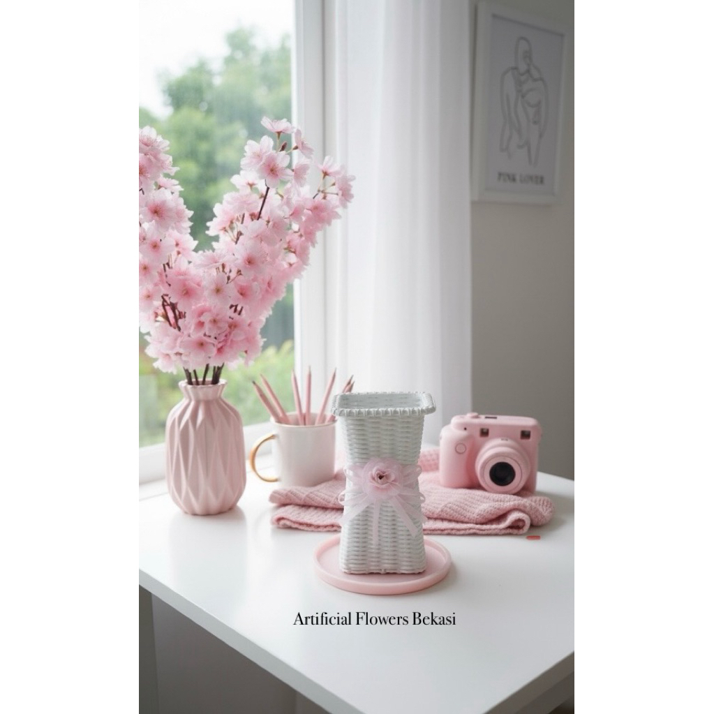 VAS ROTAN TINGGI Vas bunga rotan pot rotan tinggi pot bunga hias