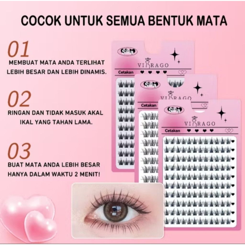 VIRAGO Bulu Mata 3D Natural Look / Eyelash extansion  Bulu mata palsu 10 baris / lashes natural