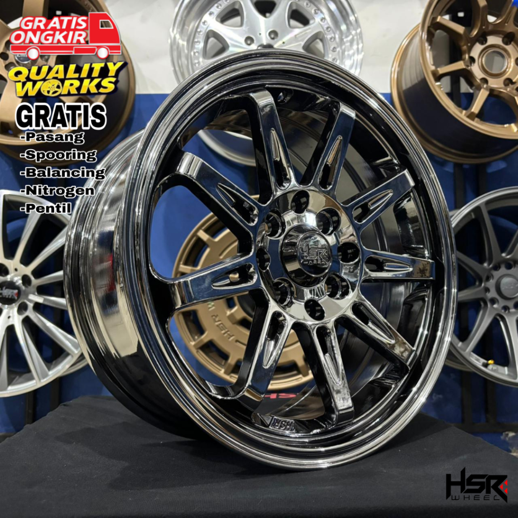 Velg Mobil Ignis Sigra Ring 15 Black Chrome R15X6,5 ET40 Velg Racing HSR Tikala