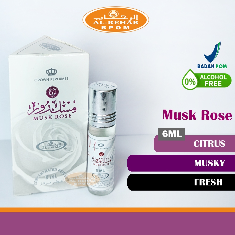 [MUSK ROSE] Parfume Al Rehab Musk Rose Concentrated Oil Roll On 6ML Original Saudi | Non Alkohol