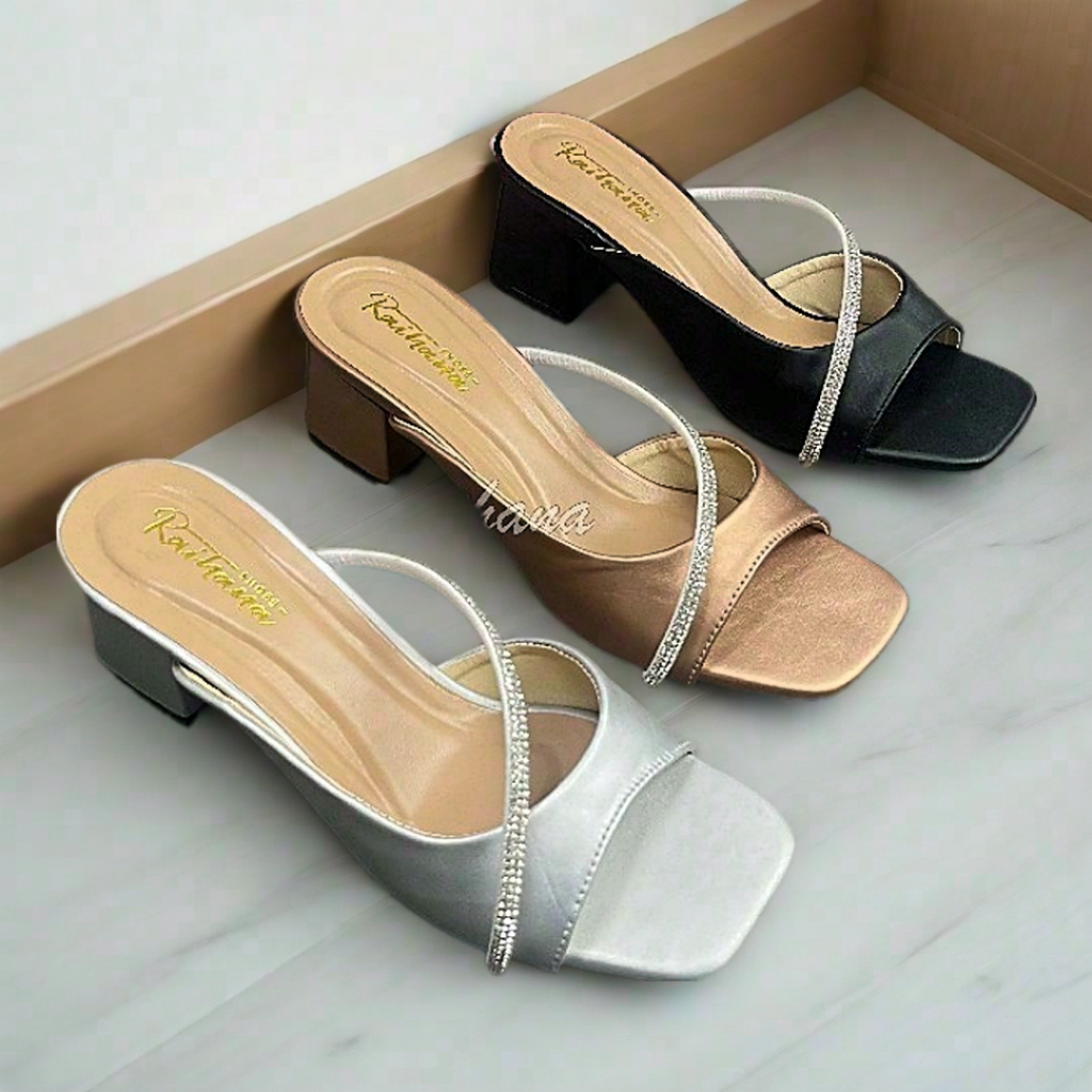 Raihana Sandal Sepatu Wanita High Heels Hak Tahu 5cm Model Korea Style Cincin