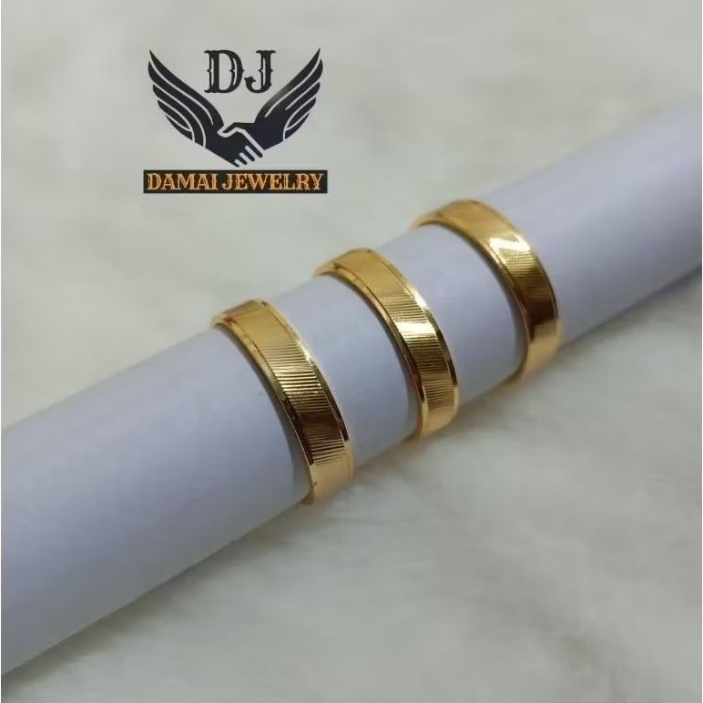 CINCIN MOTIF ARSIR LAPIS EMAS 24K WANITA MAUPUN PRIA CINCIN TUNANGAN KUALITAS PREMIUM CINCIN 1 PCS