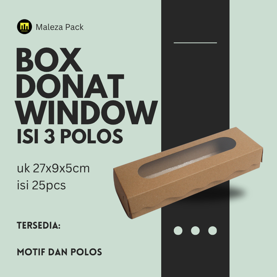 Box donat isi 3 Window Polos | Kotak donat Jendela | Dus donat polos isi 3 Jendela isi 25pcs