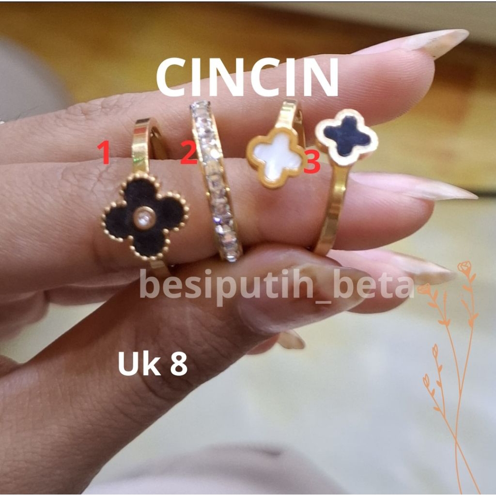 cincin besi putih ambon sepuh kuning  / besi putih asli
