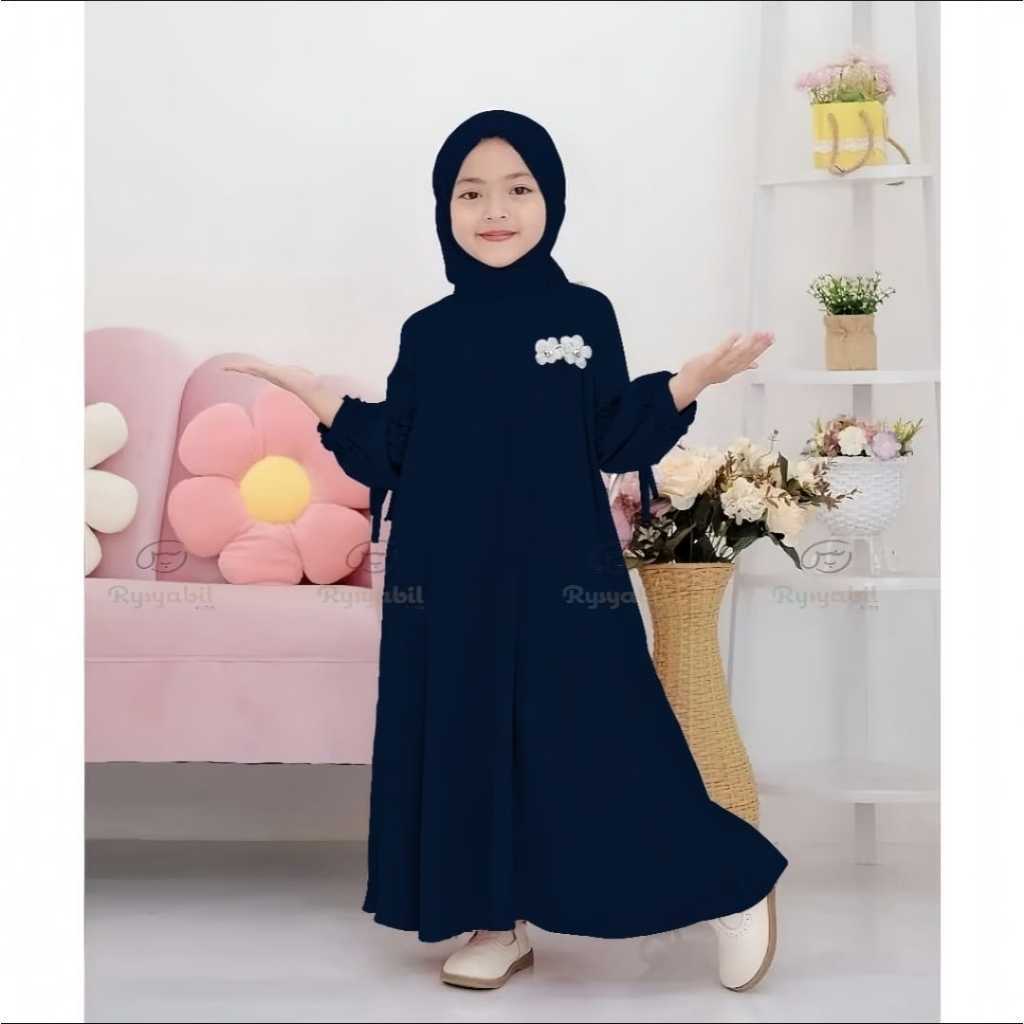 Gamis Anak Perempuan Sakura Crinkle Premium – Model Terbaru 2025, Free Hijab