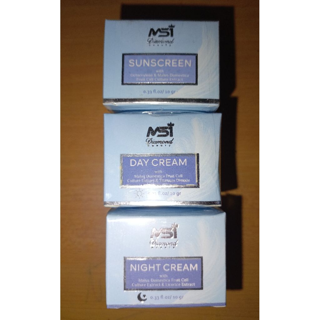 Day Cream Night Cream Sunscreen MSI Diamond Beauty Krim Pagi Siang Krim Malam Krim Tabir Surya