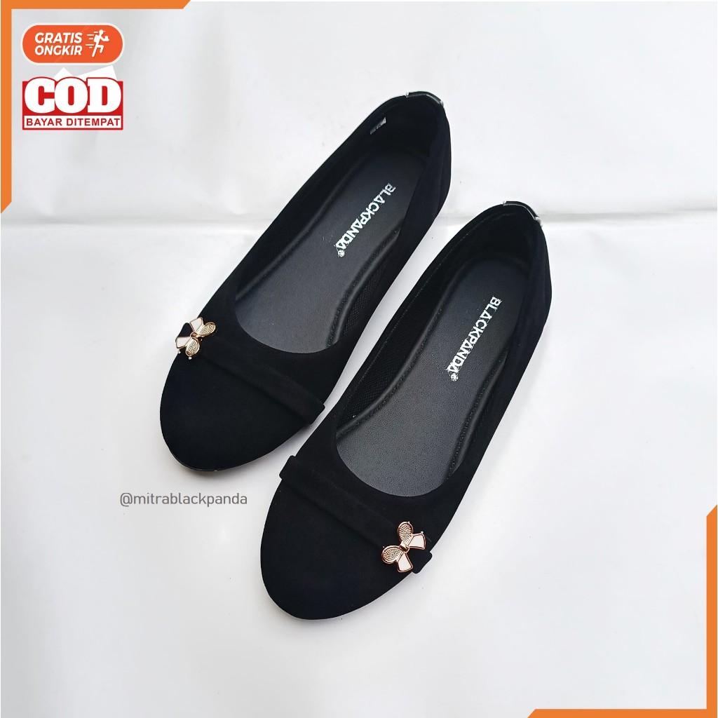 Blackpanda Flat Shoes - Sepatu Black Panda - Sepatu Wanita - Black Panda Arza Black