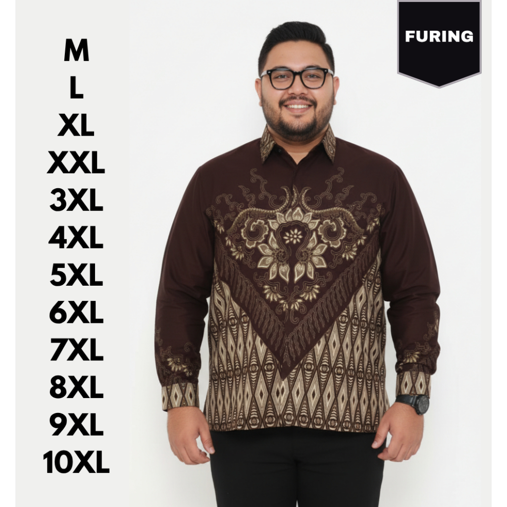 [FURING] KEMEJA BATIK LENGAN PANJANG BIGSIZE | BATIK PRIA JUMBO PREMIUM TERBARU