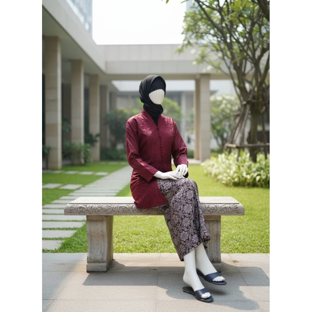 Kebaya Encim Tuni - Kebaya Tunik Jumbo Bordir Senada -Seragam Kebaya