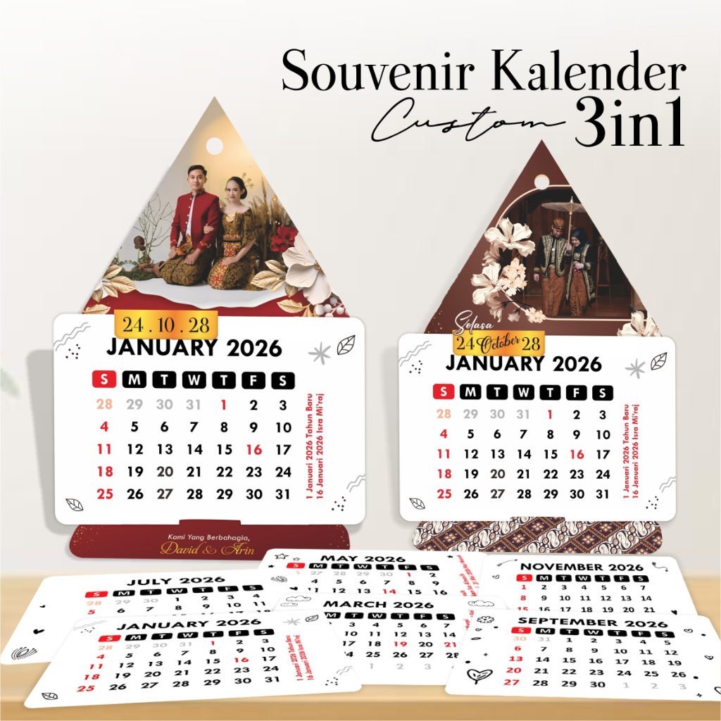 Souvenir Kalender Pernikahan – Kalender Pernikahan Murah - Kalender Pernikahan Custom Nama Dan Foto 