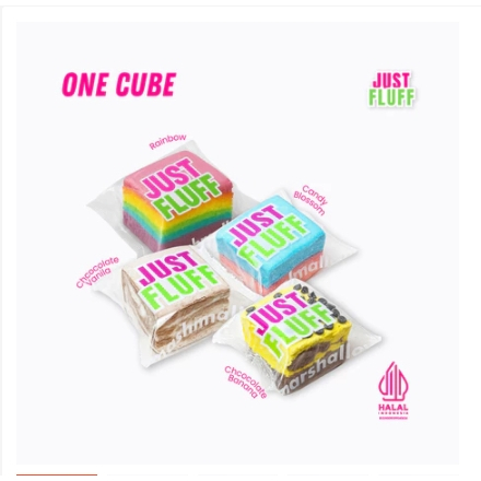 [MARSHMALLOW JUSTFLUFF] ONE CUBE MALLOW [HALAL] MARSHMALLOW RAINBOW CHOCO BANANA RIZZ