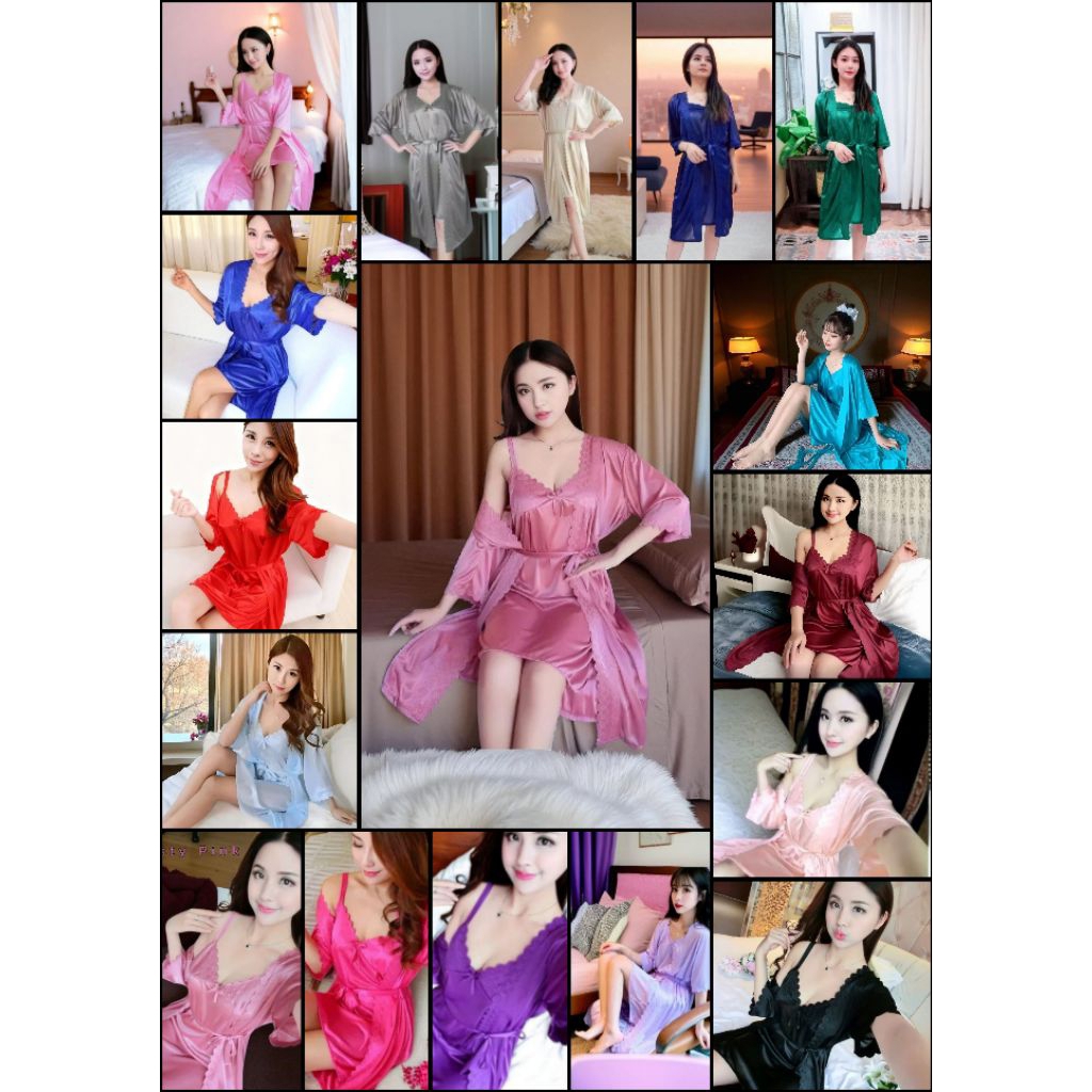 Pakaian Wanita Baju Tidur Lingerie Kimono Tricot Lingerie Sexy 2in1