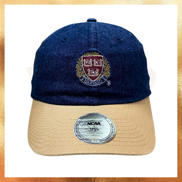 Topi Harvard University NCAA Washed Denim Dad Cap Original